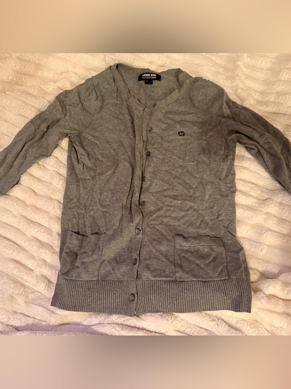 Chase Bank Cardigan with Gray Buttons